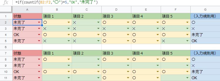 Excel スプレッドシート で複数セル 範囲 が条件と一致するか判別する数式 せかweb